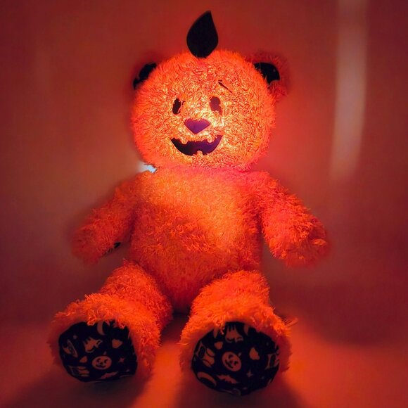 Build A Bear Jack O Lantern Pumpkin Light Up Halloween Stuffed Plush BAB Orange - Picture 2 of 11
